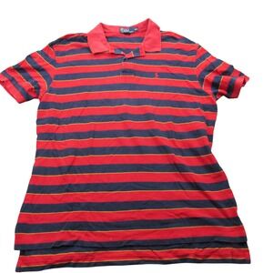 Polo Ralph Lauren Men's Red‎ Navy Stripe Polo Shirt Short Sleeve Size XXL